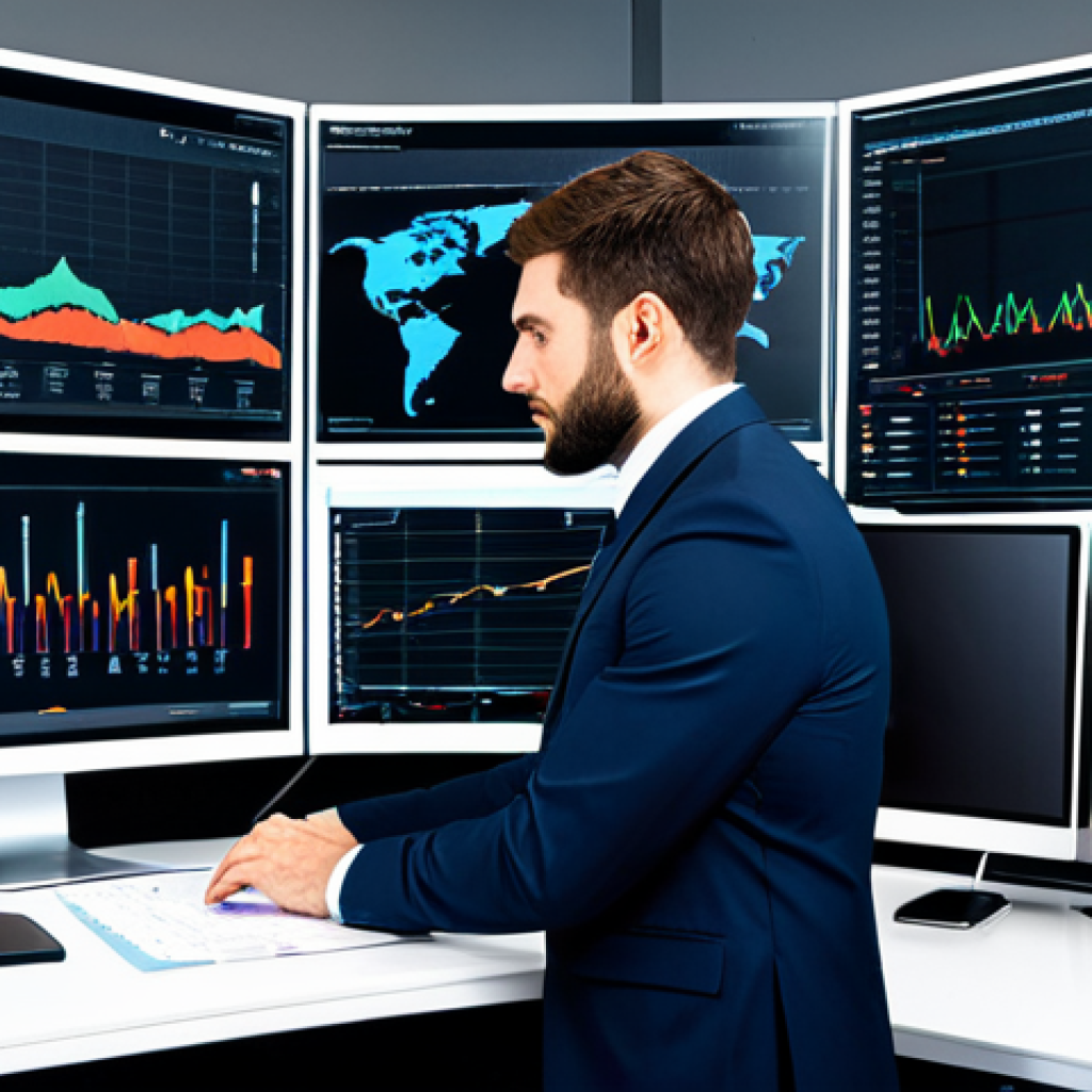 비즈니스 애널리스트 실무 역량 향상 - ** A professional business analyst, fully clothed in a tailored business suit, working on a data vis...