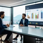 비즈니스 애널리스트 경험 공유 블로그 - A modern Italian office setting featuring a diverse team of business analysts collaborating around a...