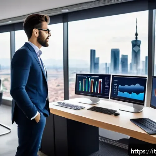 비즈니스 애널리스트 연봉 협상 팁 - A modern Italian office setting in Milan with a professional Business Analyst presenting a digital d...